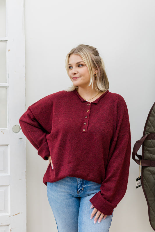 Never Better Sweater - Burgundy