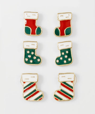 Christmas Stocking Stud Earring Set