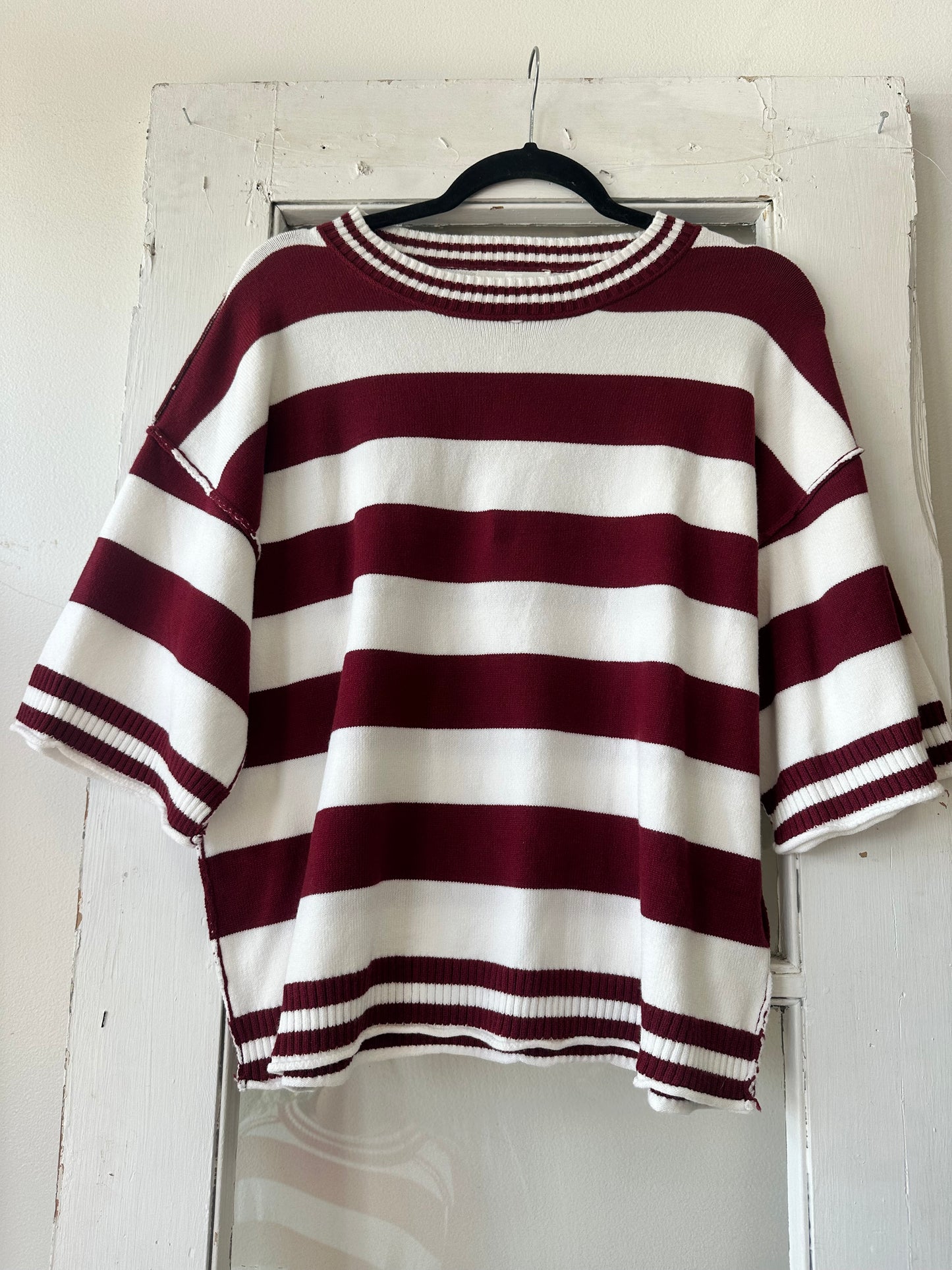 First & Ten Sweater - Maroon/White