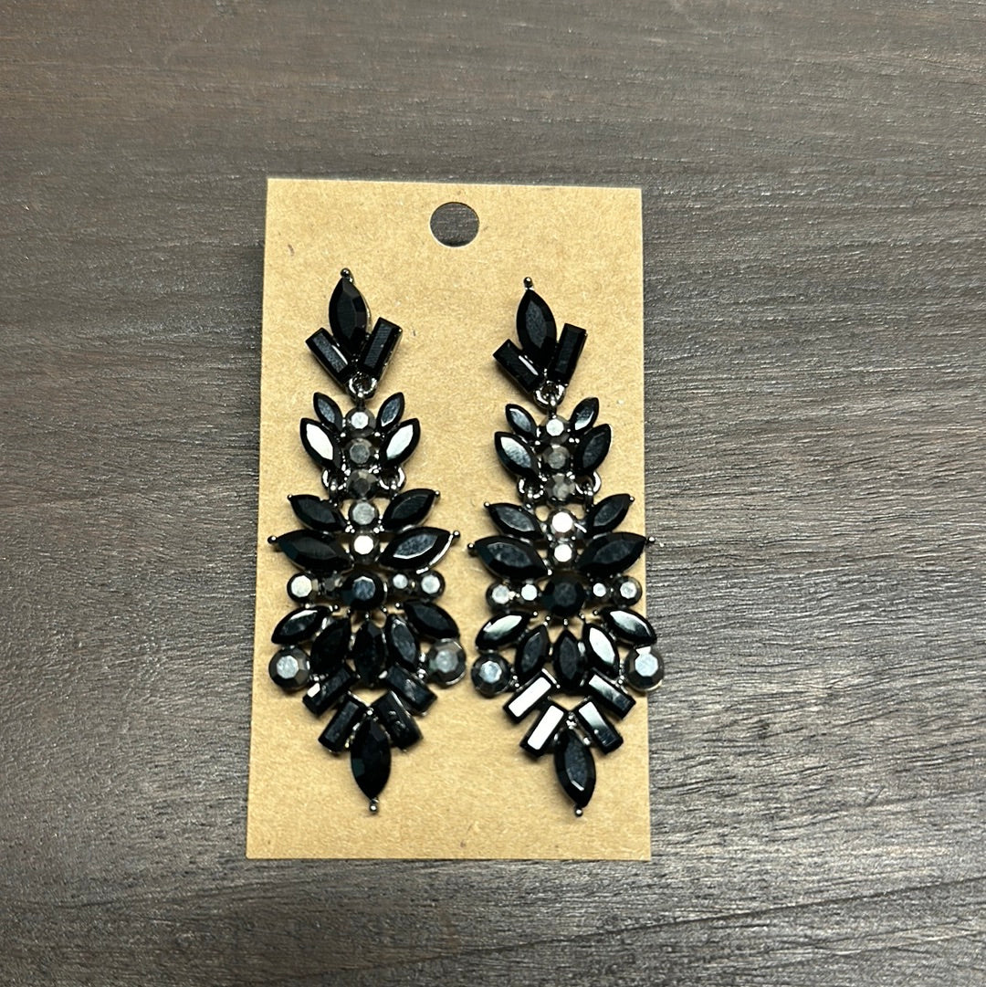Formal Earrings Black with Gunmetal Detail