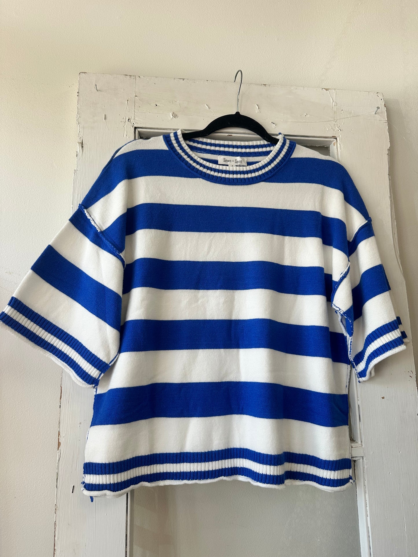 First & Ten Sweater - Blue/White