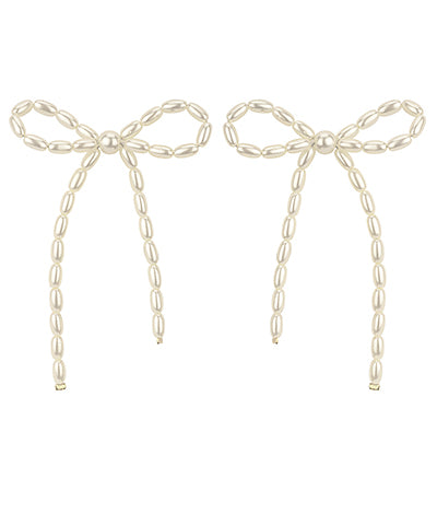 Rice Pearl Bow Earrings