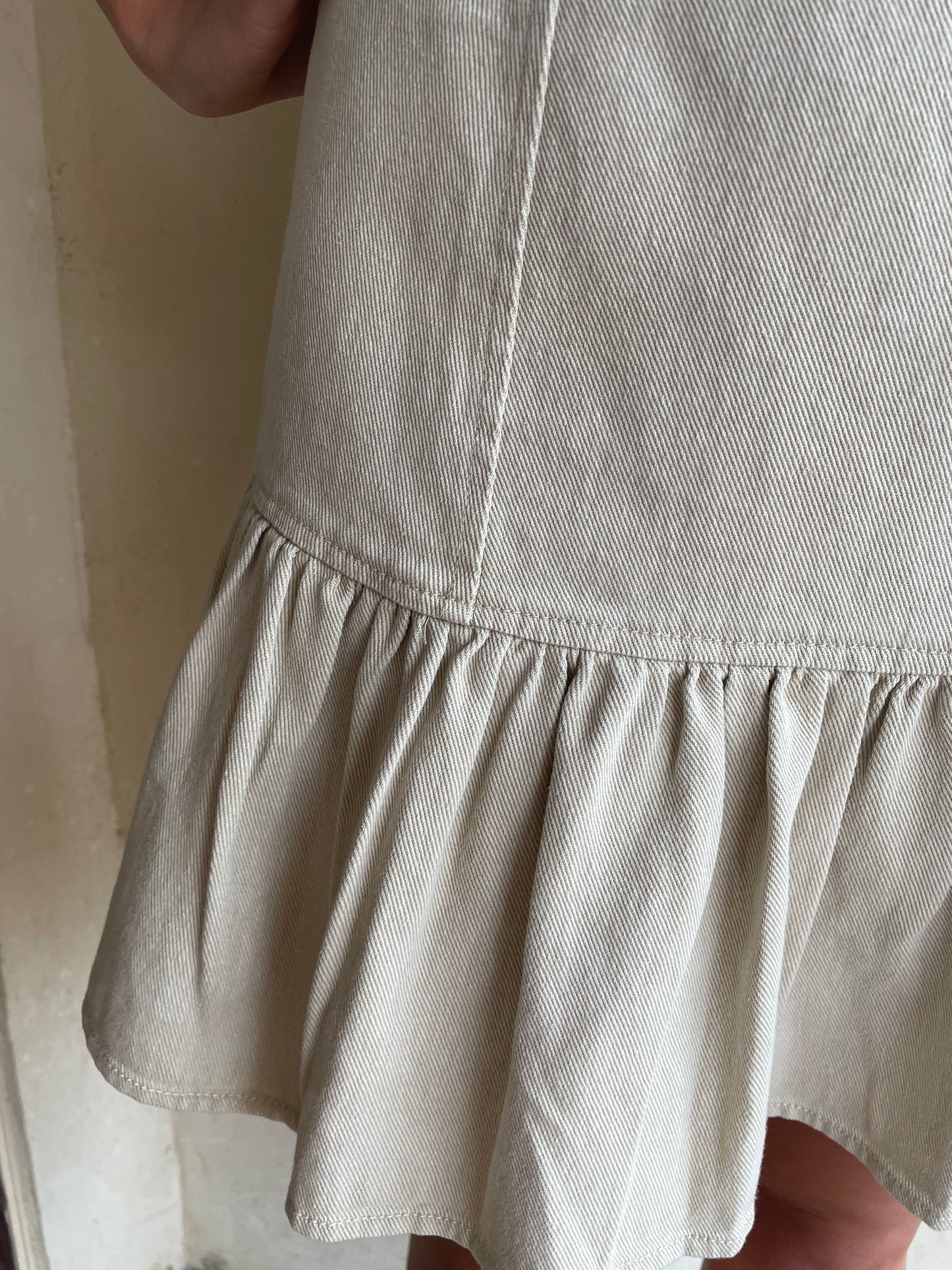 Cream Denim Mini Skirt