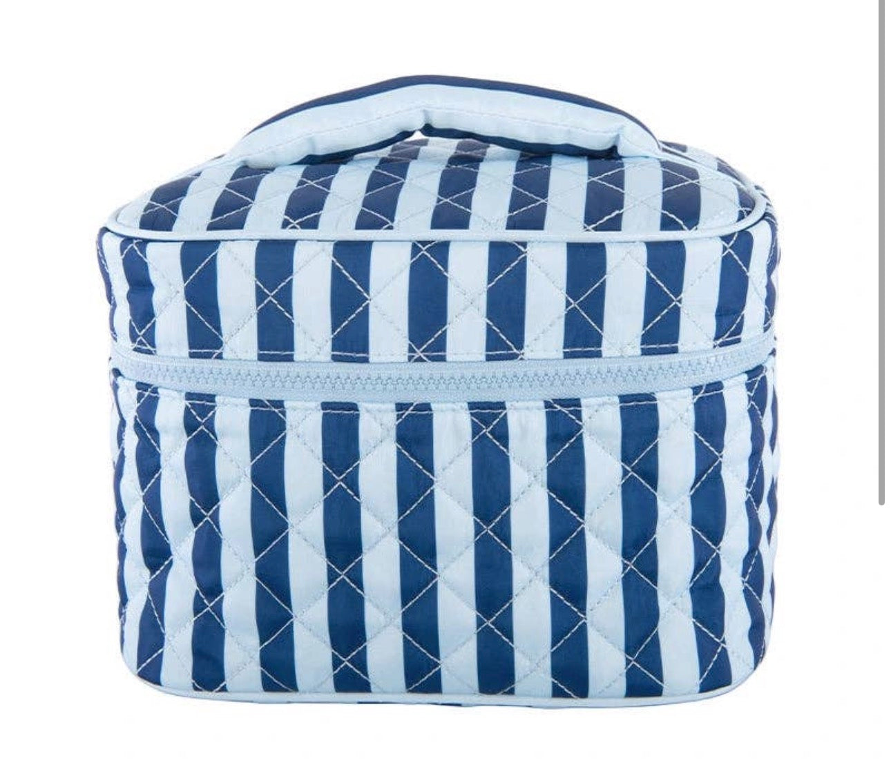 Light Blue & Navy Stripe Makeup Bag