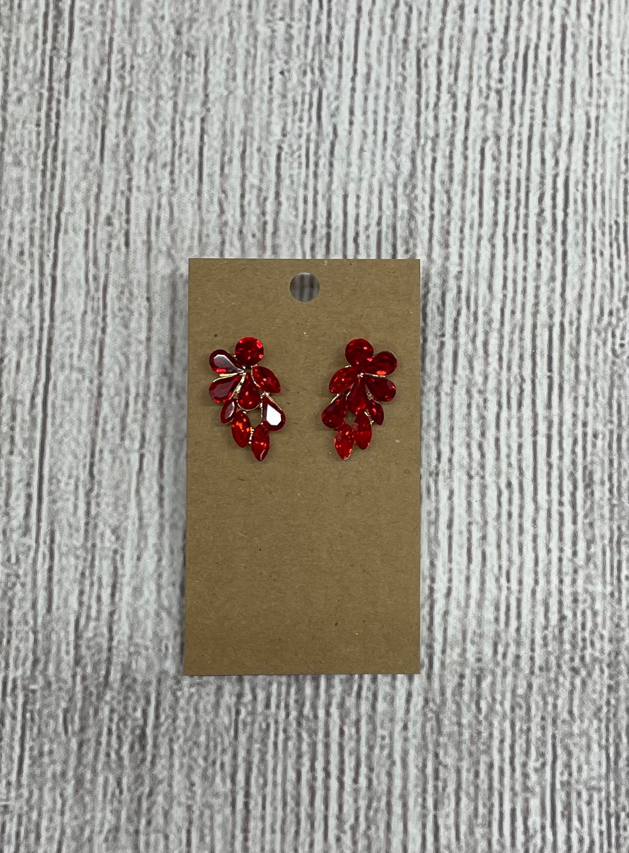 Formal Earrings Red Small Multi Stone Wing