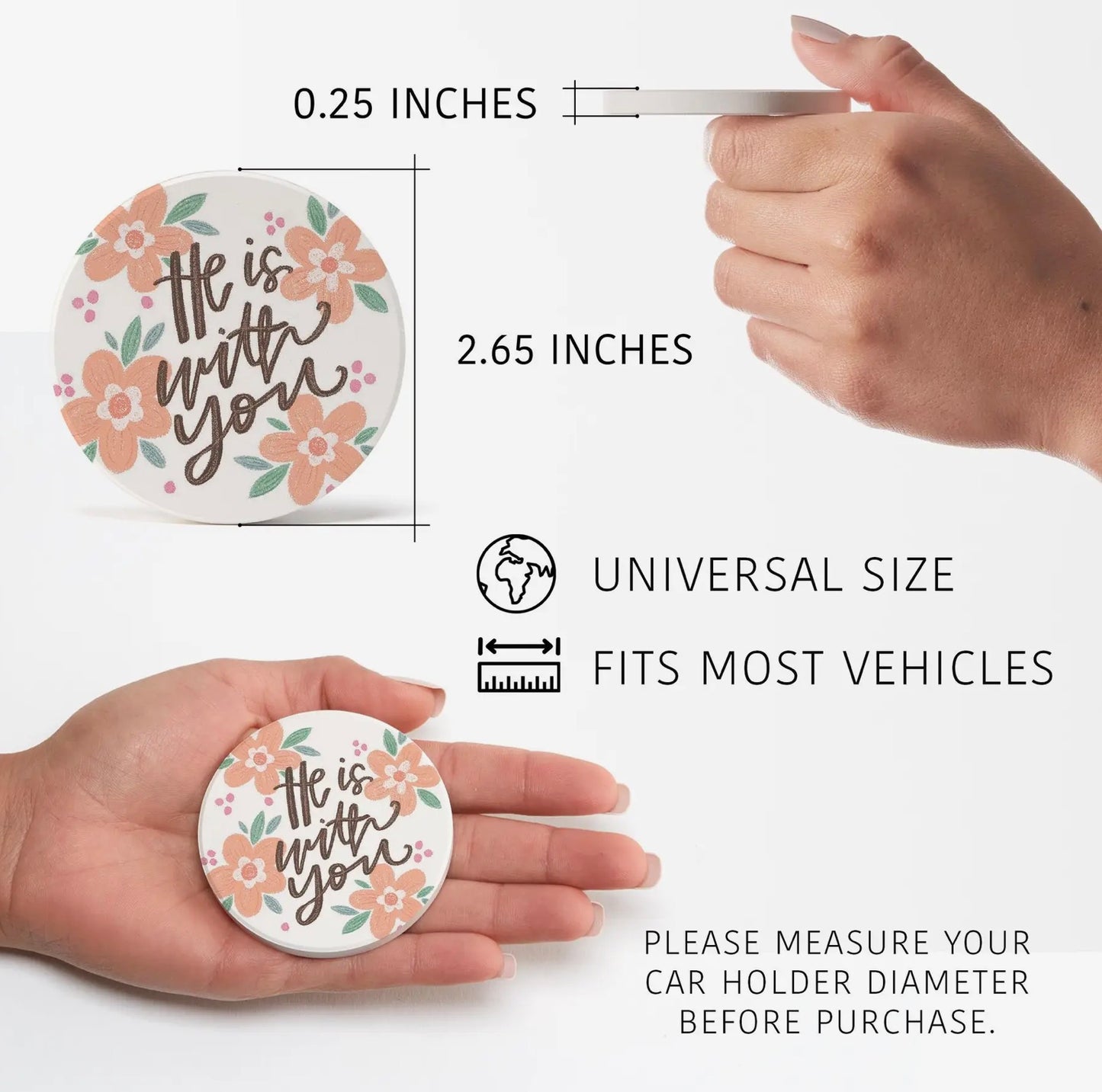 He Is With You 2-Pack Car Coaster