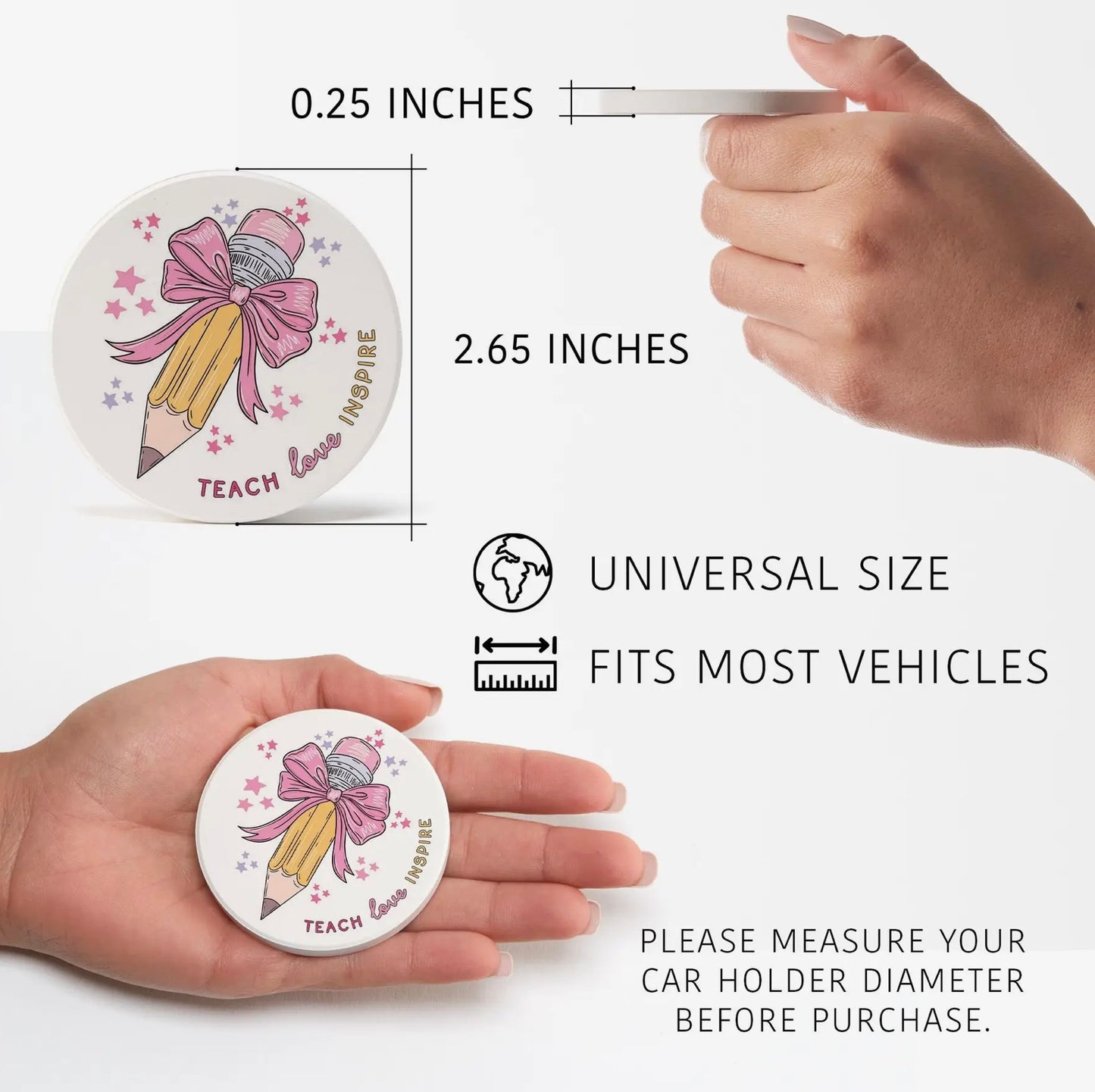 Teach Love Inspire 2-Pack Car Coaster