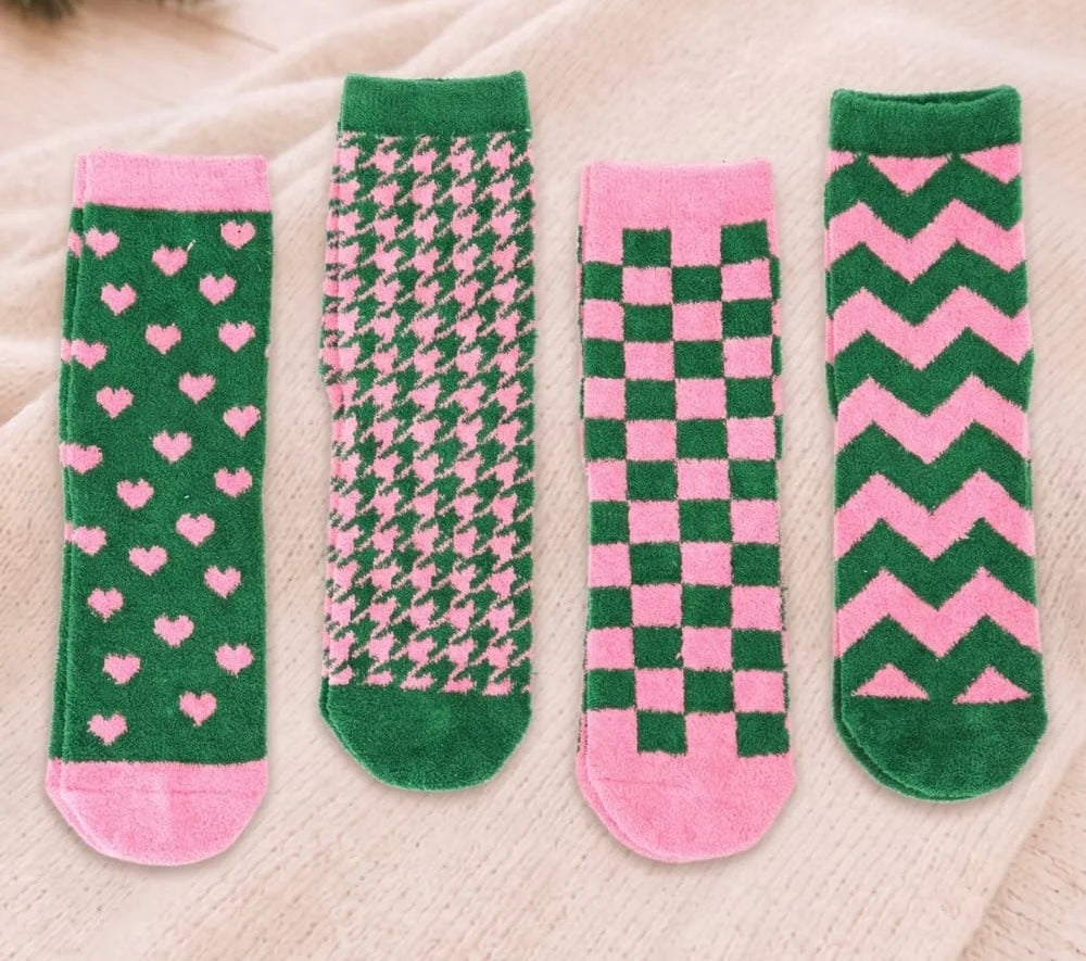 Pink & Green Socks