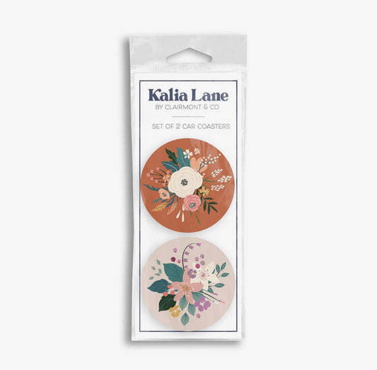 Vintage Floral 2-Pack Car Coaster