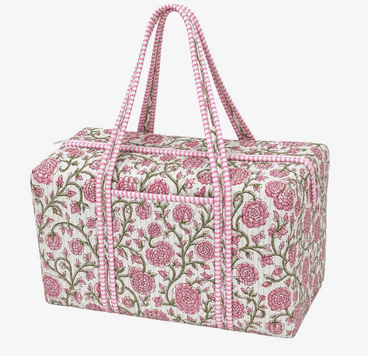 Light Pink Floral Quilted Bag - Duffel