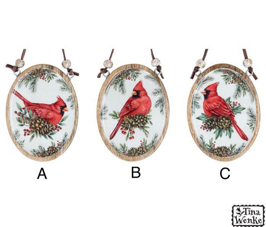 Cardinal Mango Wood Ornament