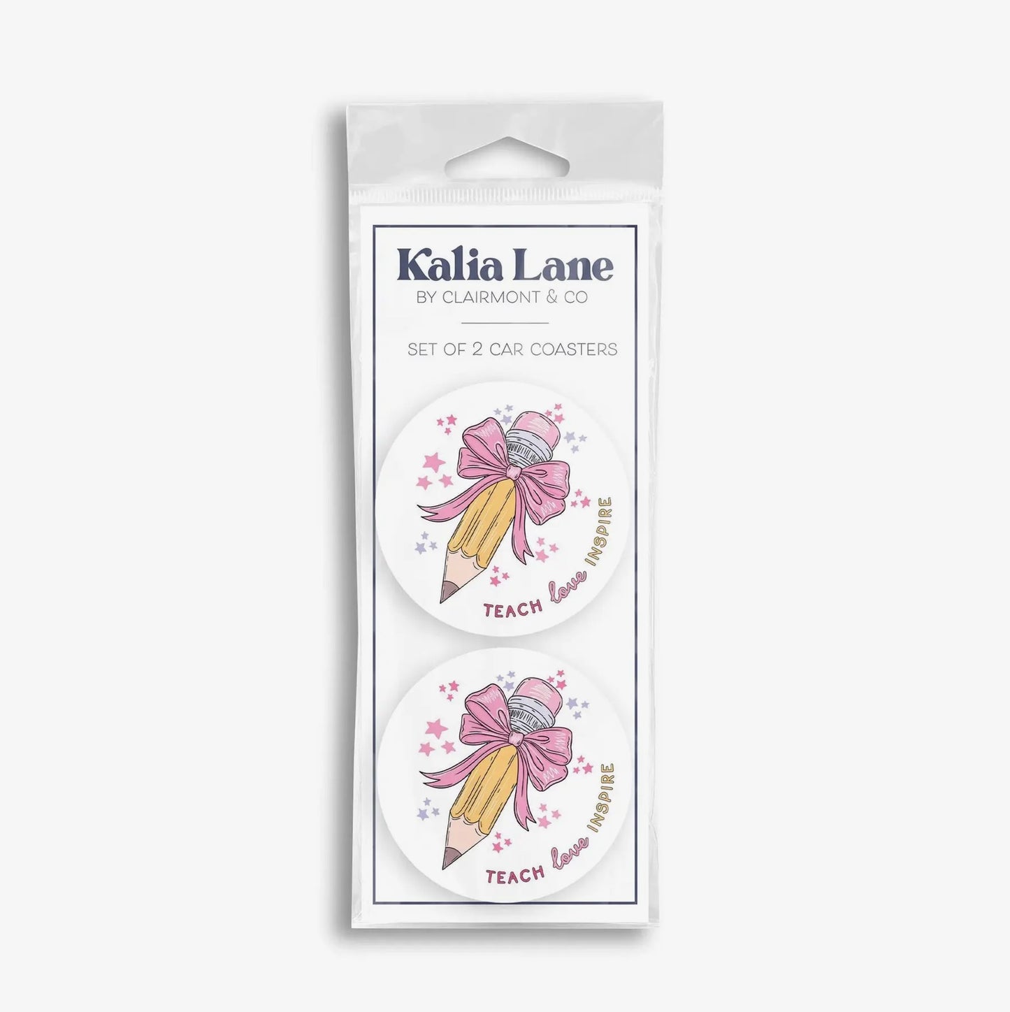 Teach Love Inspire 2-Pack Car Coaster