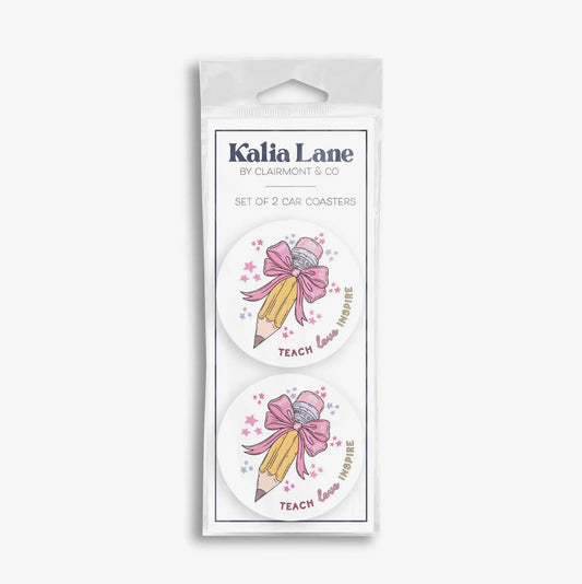Teach Love Inspire 2-Pack Car Coaster