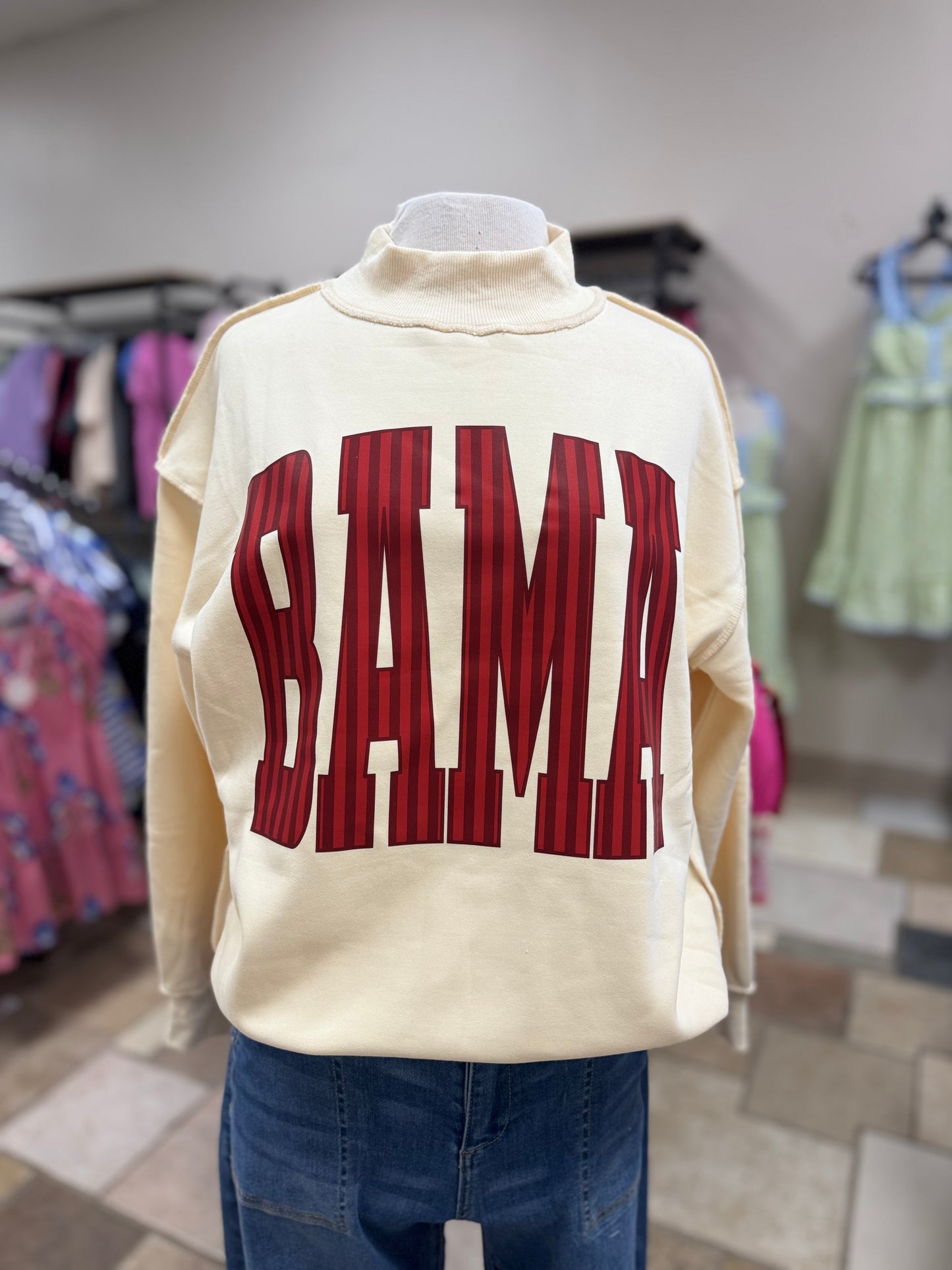 BAMA Stripe Mock Neck - Ivory