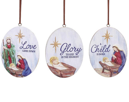 Wooden Oval Religious Ornament