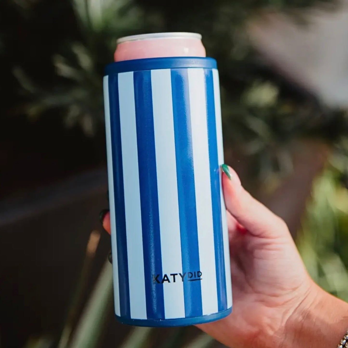 Light Blue & Navy Slim Can Cooler