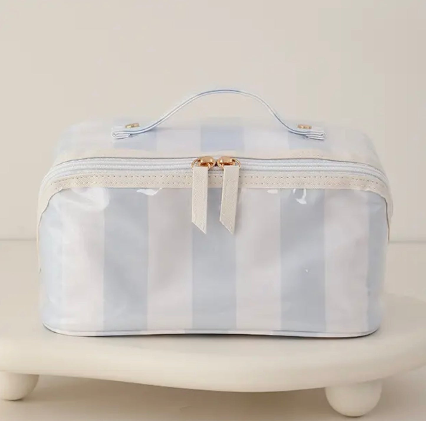 Waterproof Travel Makeup Organizer - Seaside Stripe