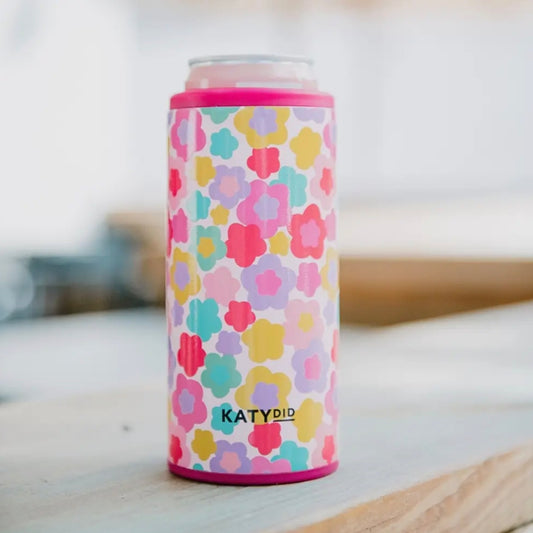 Groovy Flowers Slim Can Cooler