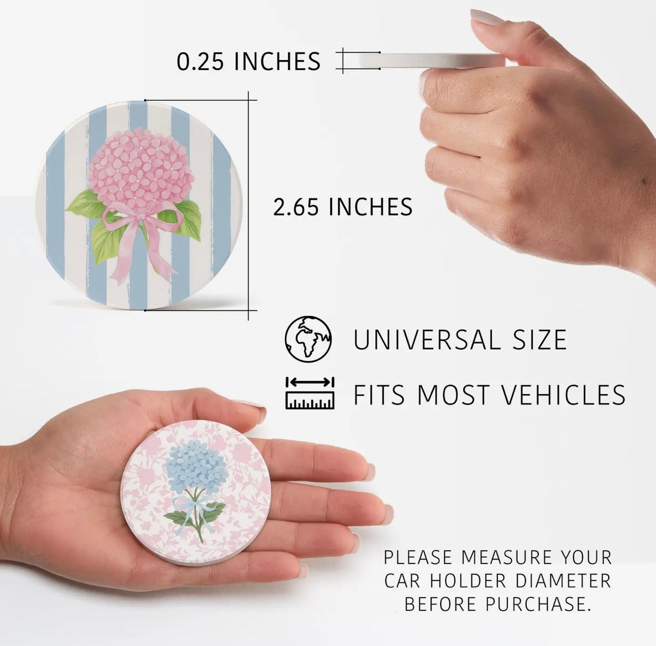Hydrangea Cottage 2-Pack Car Coaster