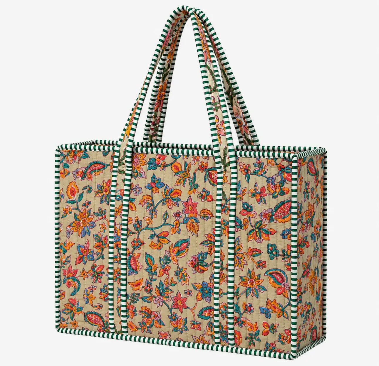 Multi Light Brown Quilted Bag - Large Tote