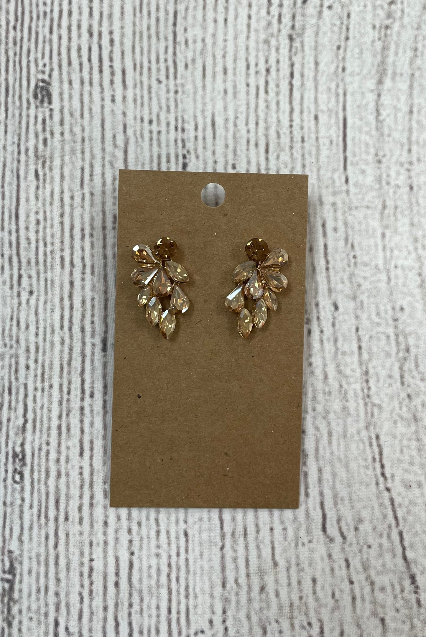 Formal Earrings Gold Small Multi Stone Wing