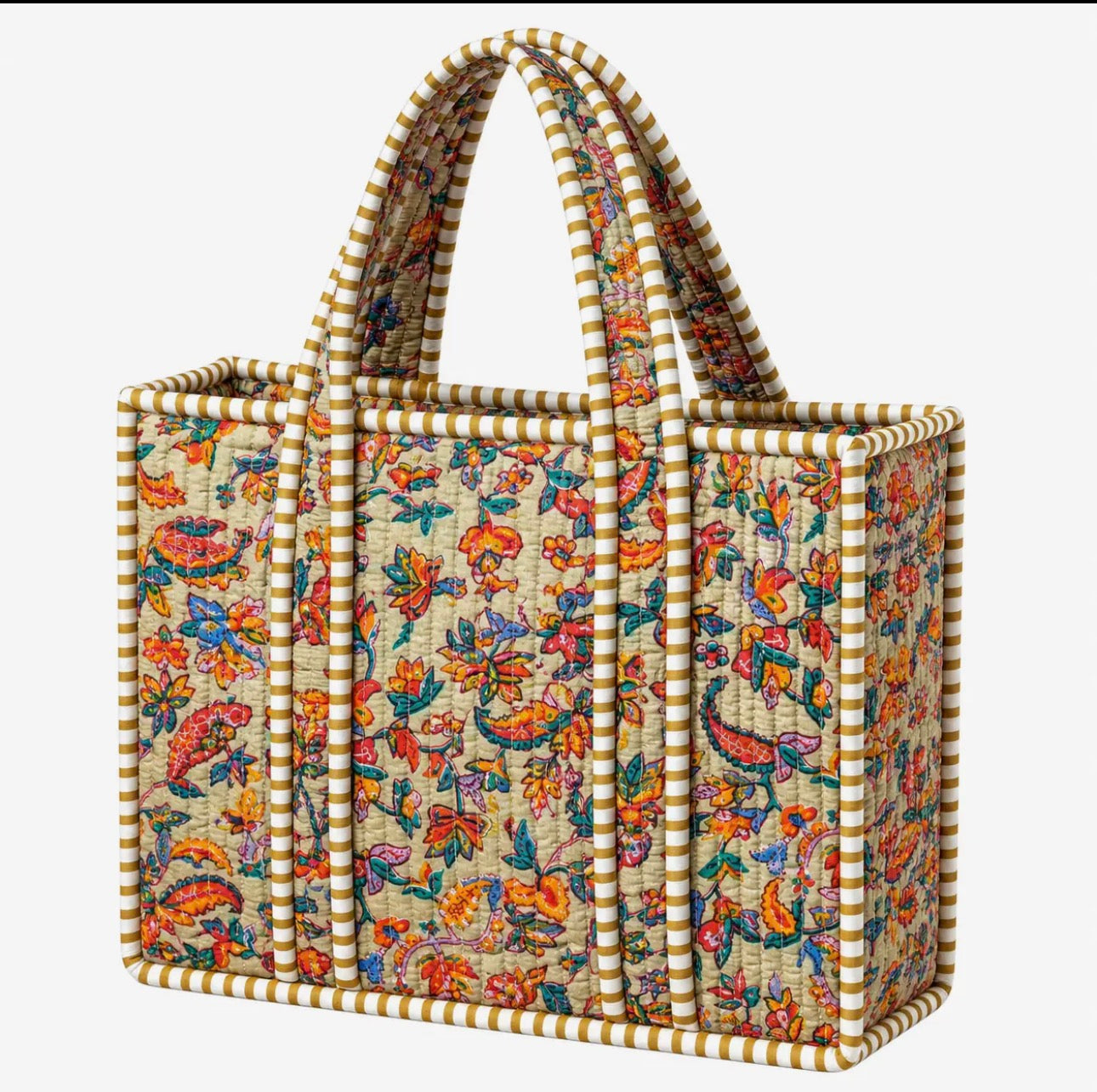 Multi Light Brown Quilted Bag - Mini Tote