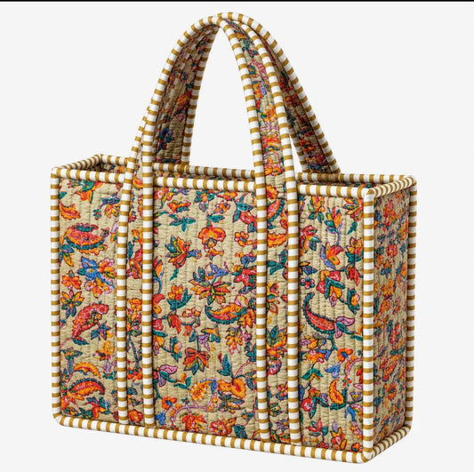 Multi Light Brown Quilted Bag - Mini Tote
