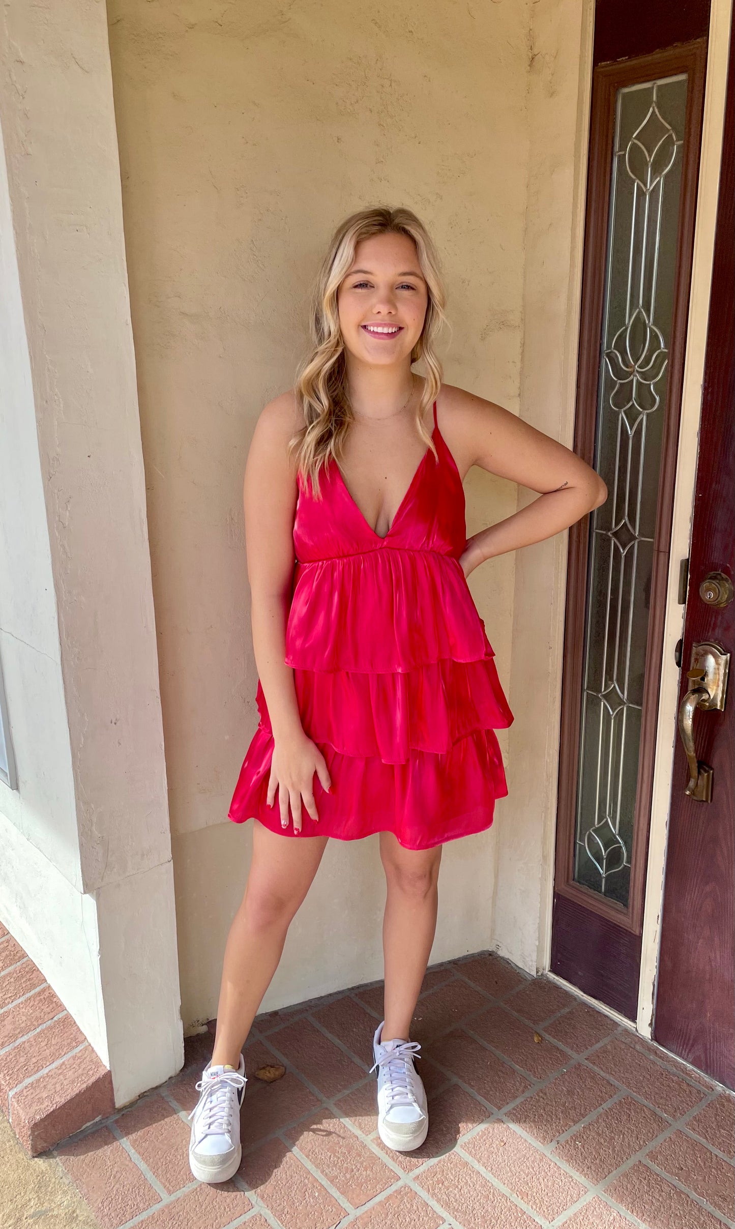 Flirty Mini Dress, Red