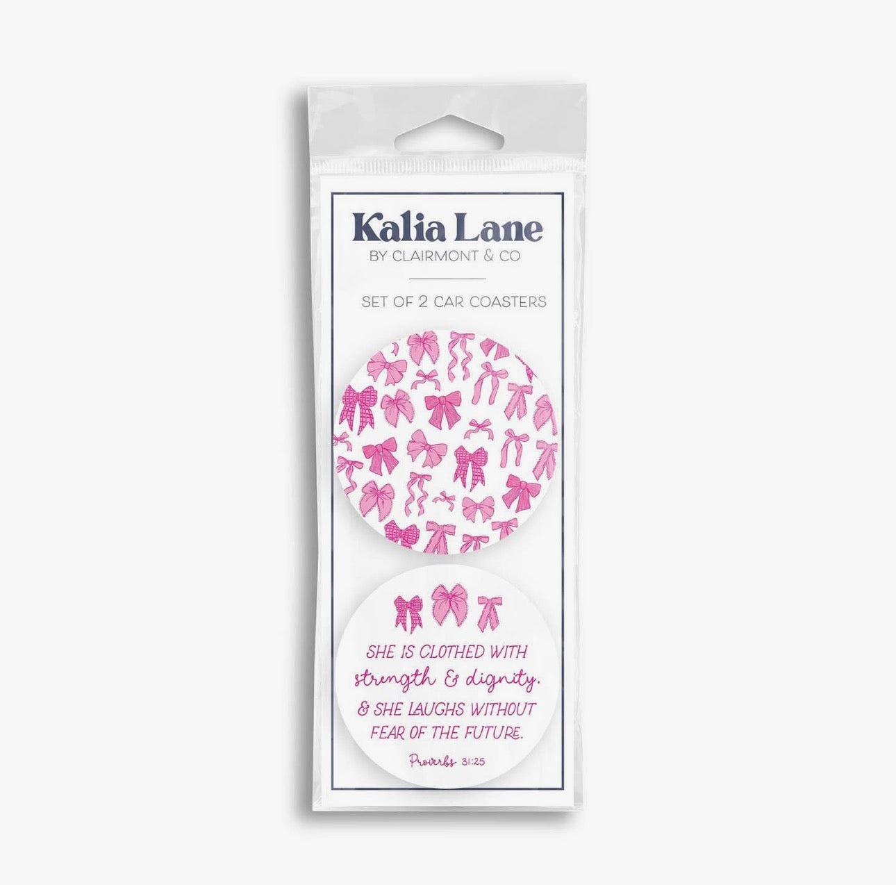 She is Clothed & Pink Bows 2-Pack Car Coaster