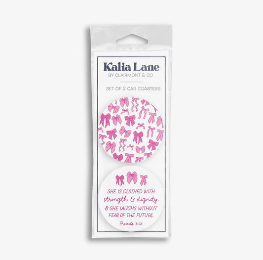She is Clothed & Pink Bows 2-Pack Car Coaster