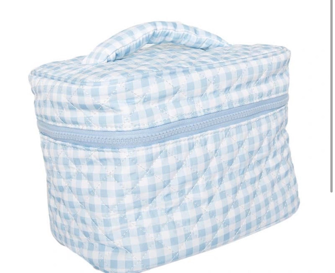 Light Blue Plaid Makeup Bag
