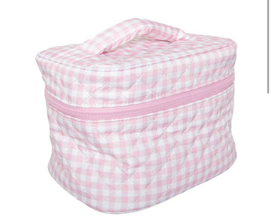 Light Pink Plaid Makeup Bag
