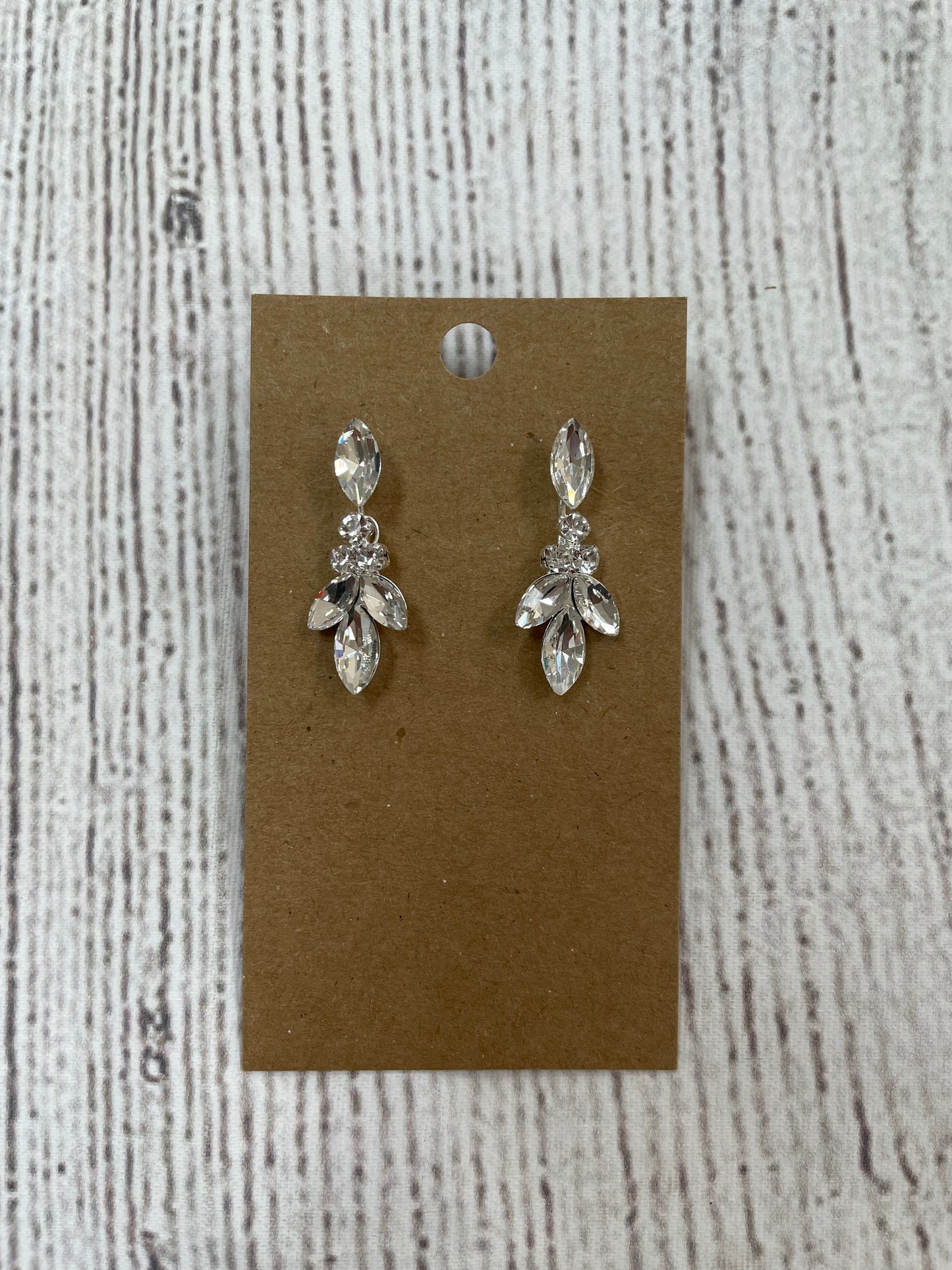 Formal Earrings Silver Clear Small Princess