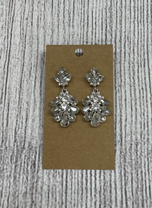 Formal Earrings Clear Silver Small Multi Stone