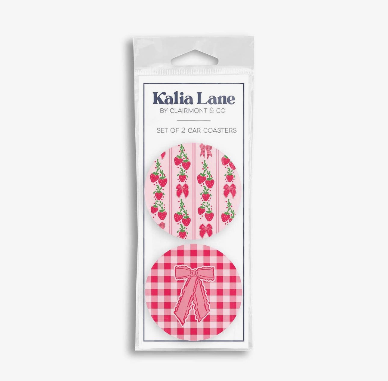 Strawberry & Bow 2-Pack Car Coaster
