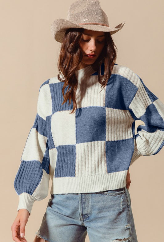 Chess Not Checkers Sweater- Denim