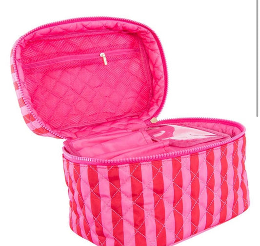 Pink & Hot Pink Stripe Makeup Bag