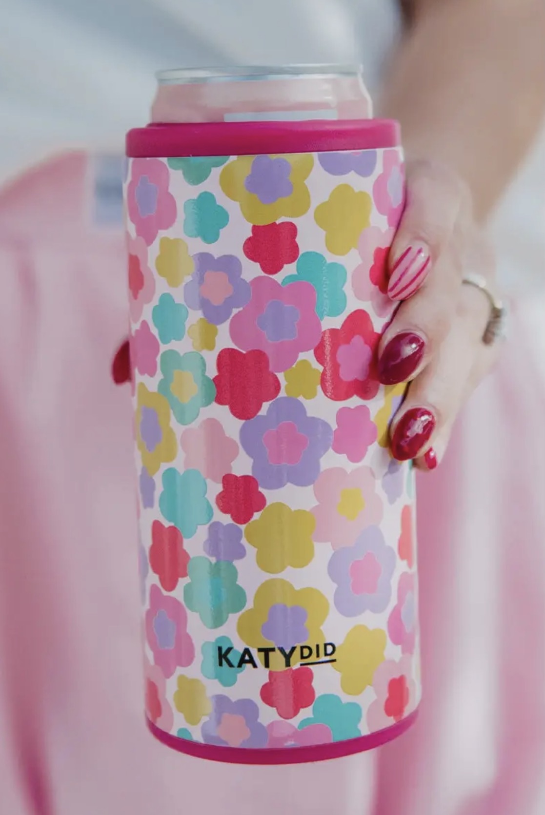 Groovy Flowers Slim Can Cooler