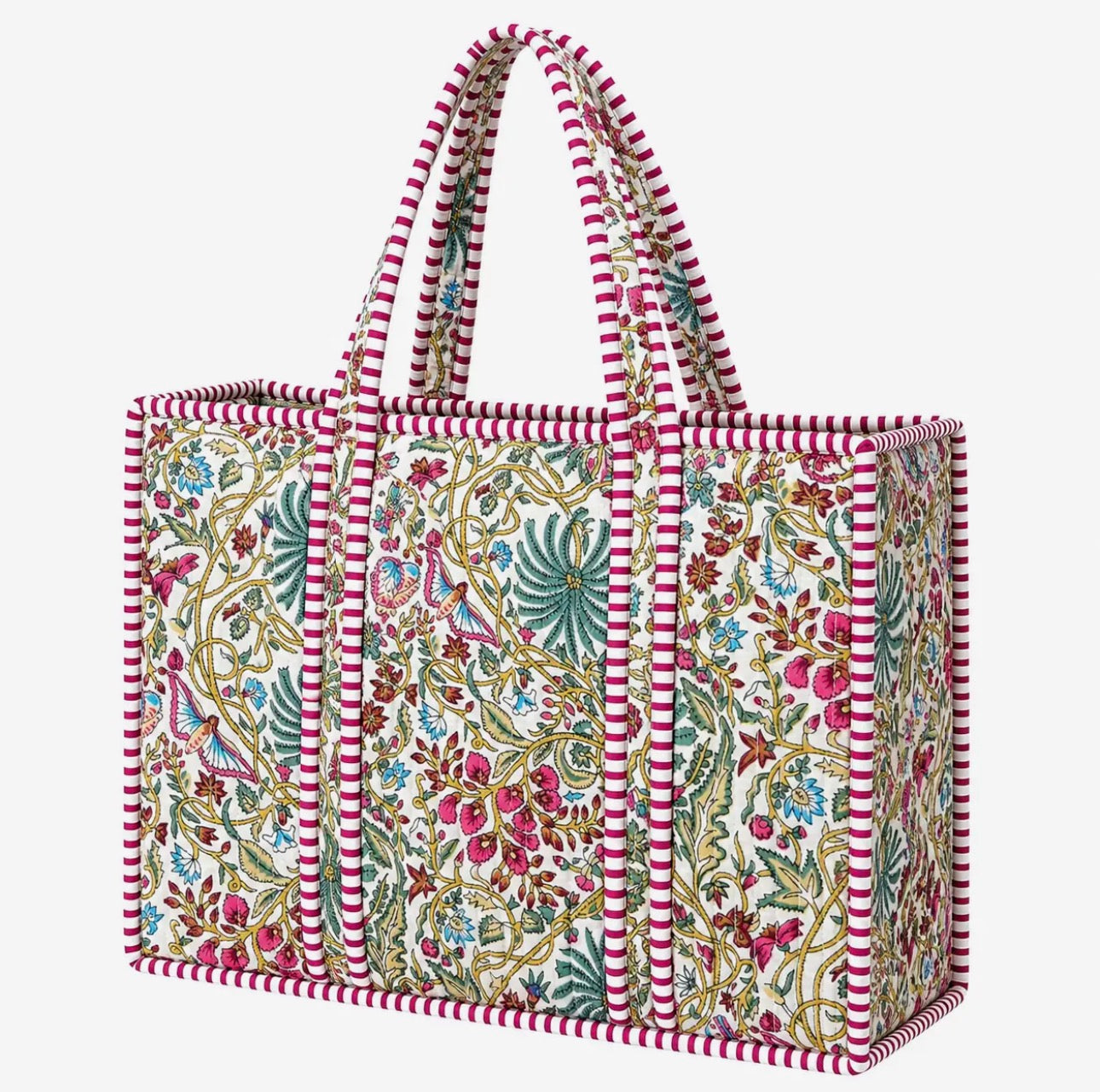 Multicolor Floral Quilted Bag - Large Tote