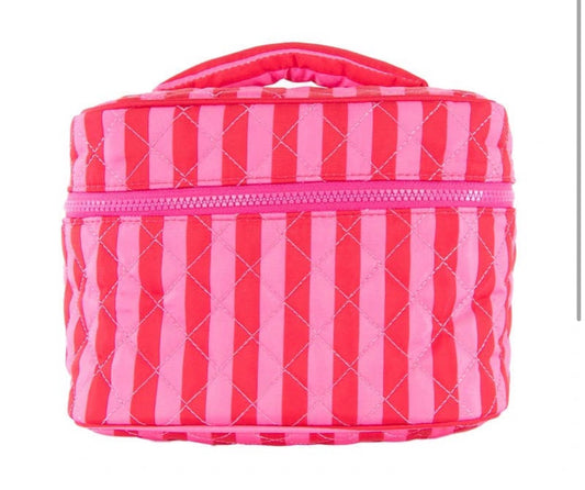 Pink & Hot Pink Stripe Makeup Bag