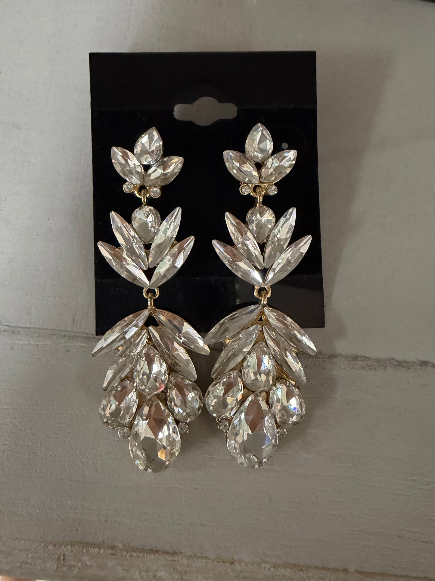Formal Earrings Silver Gold Base 3-tier drop