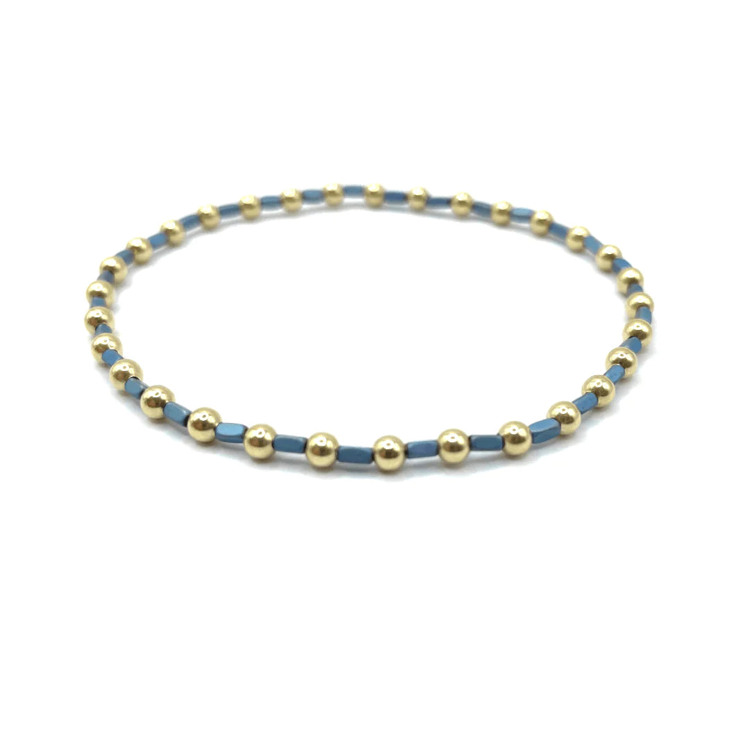 3mm Color Crush Harbor Gold Filled Waterproof Bracelet - Blue