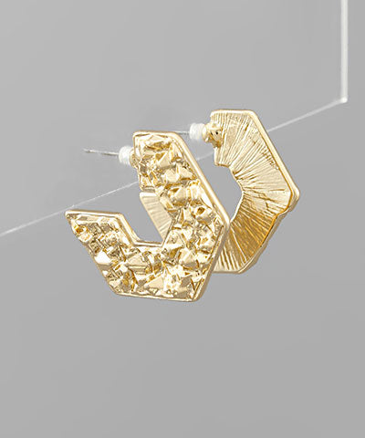 Nugget Textured Hexagon Earrings