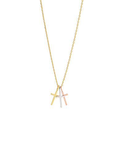 Triple Cross Pendant Necklace