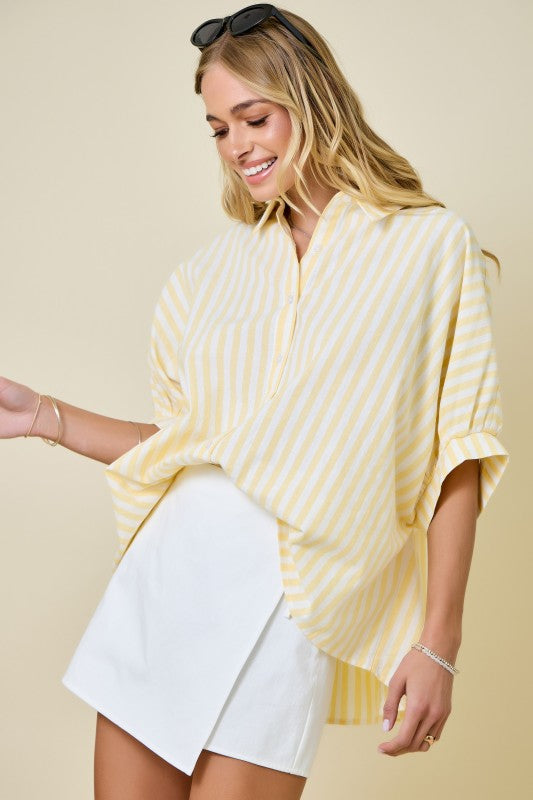 Sailing Sunsets Oversized Top - Yellow