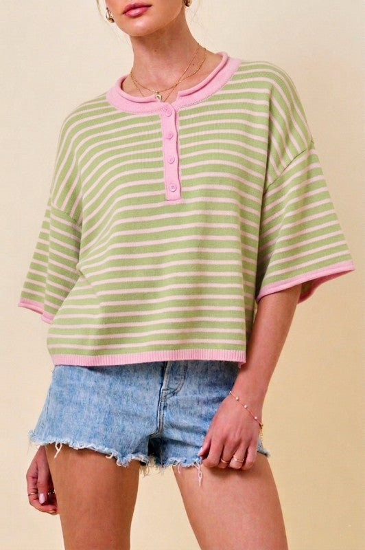 The She Makes Sweater Top - Strawberry Match