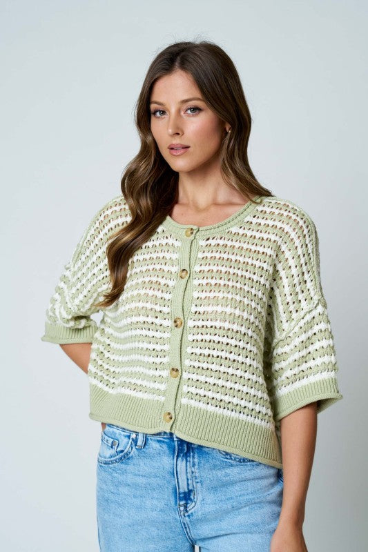 Sweet Thoughts Knit Cardigan - Light Olive