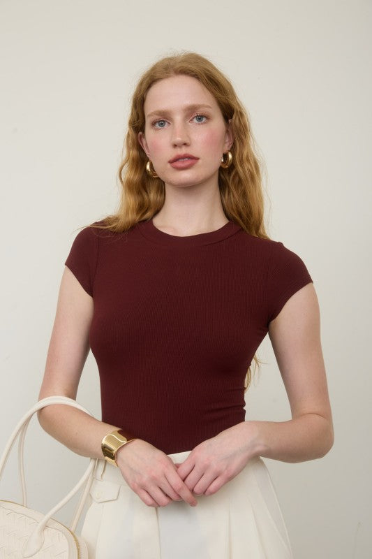 Meet Me in the Middle Bodysuit - Burgundy