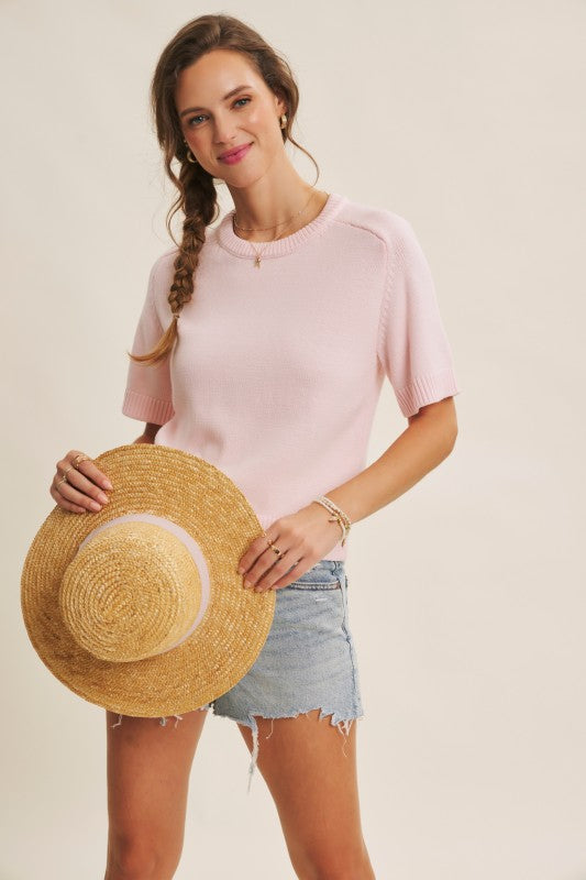 Caught You Smiling Sweater - Peony Pink