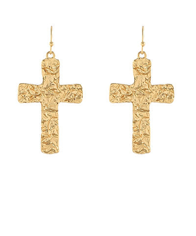 Hammered Cross Earrings